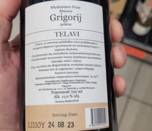 Grigorij. Wino gruzińskie butelka