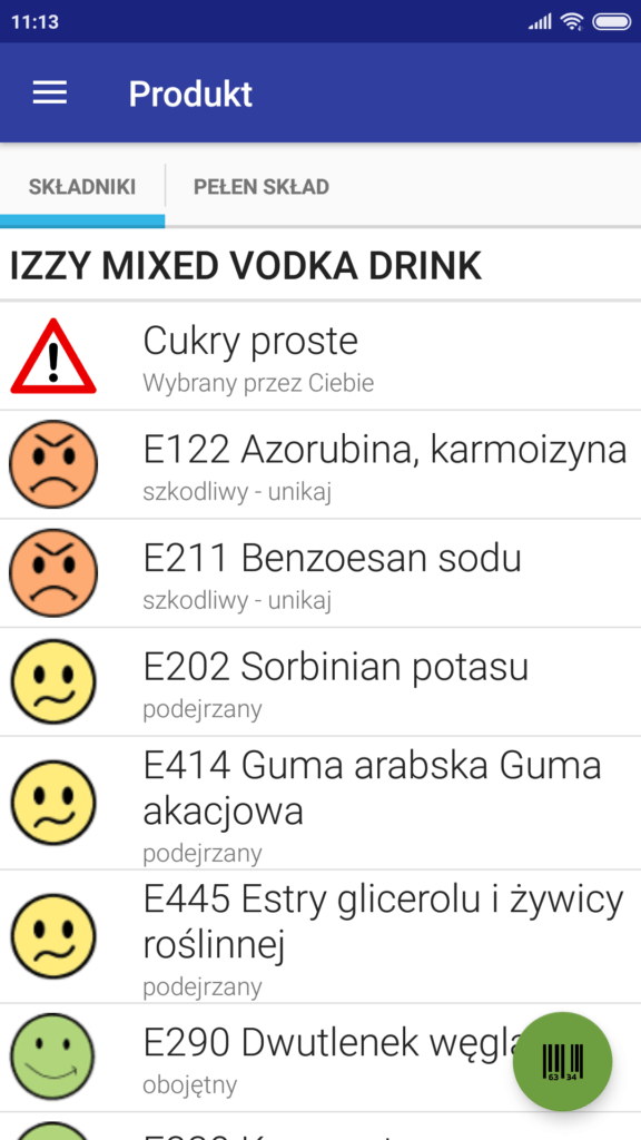 skład izzy cosmopolitan drink z biedronki